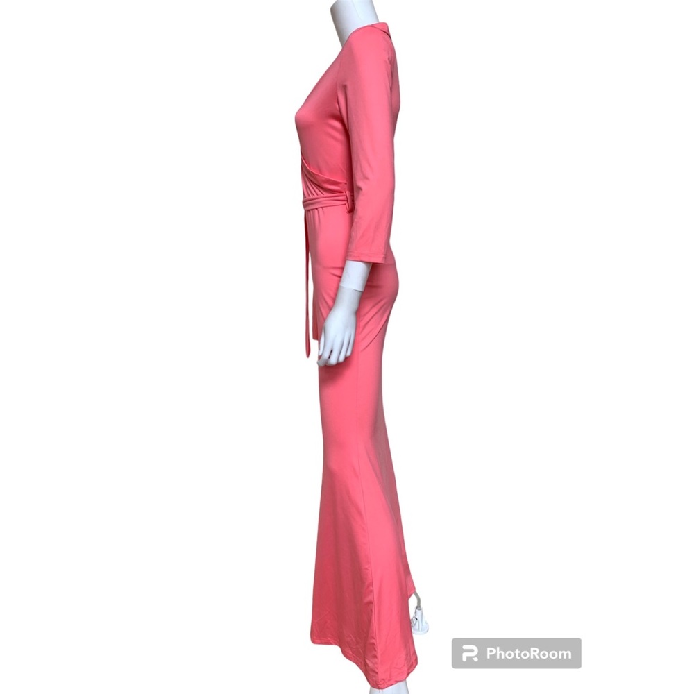 Coral pink surplice body stretch maxi dress, NWOT S - Picture 4 of 12